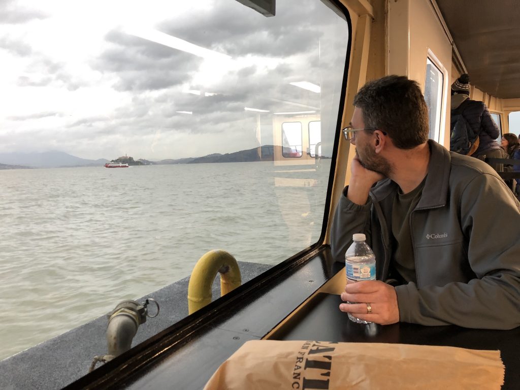 Jason on the ferry to Alcatraz