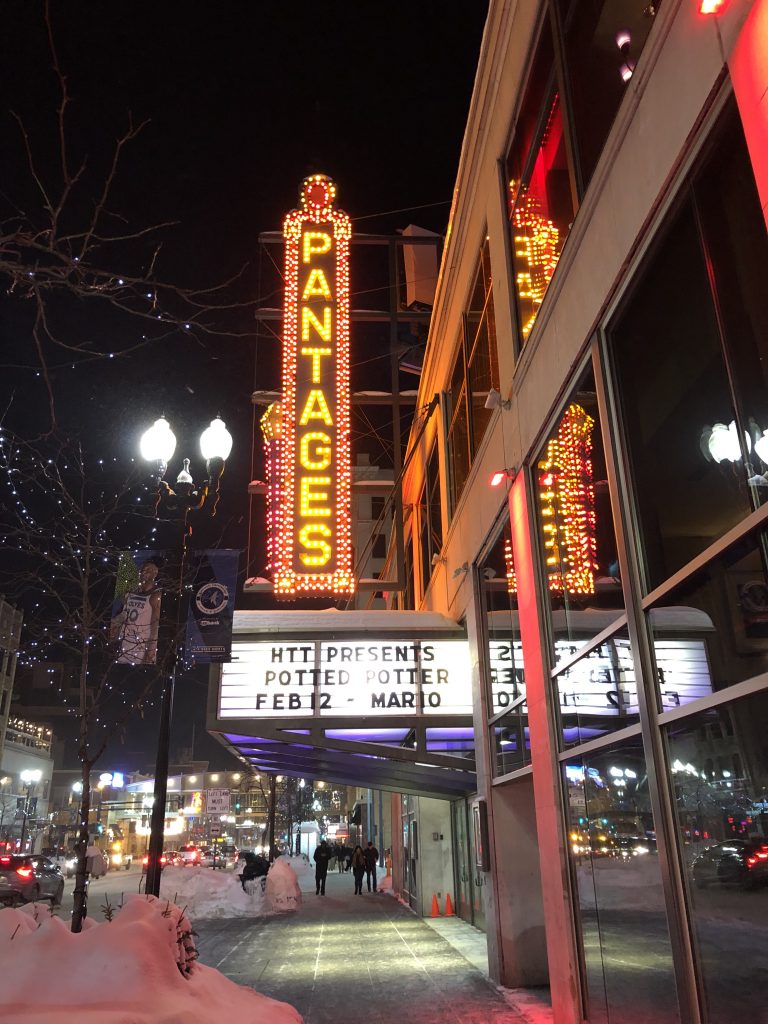 The marquee of the Pantages theatre in downtown Minneapolis, MN
