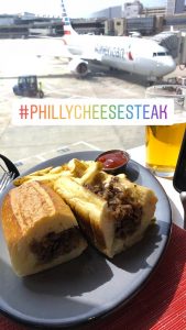 #PhillyCheeseSteak photo in front of an airplane getting ready for travel